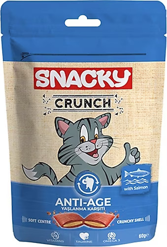 Snacky Crunch Yaşlanma Karşılı Somonlu Kedi Ödülü